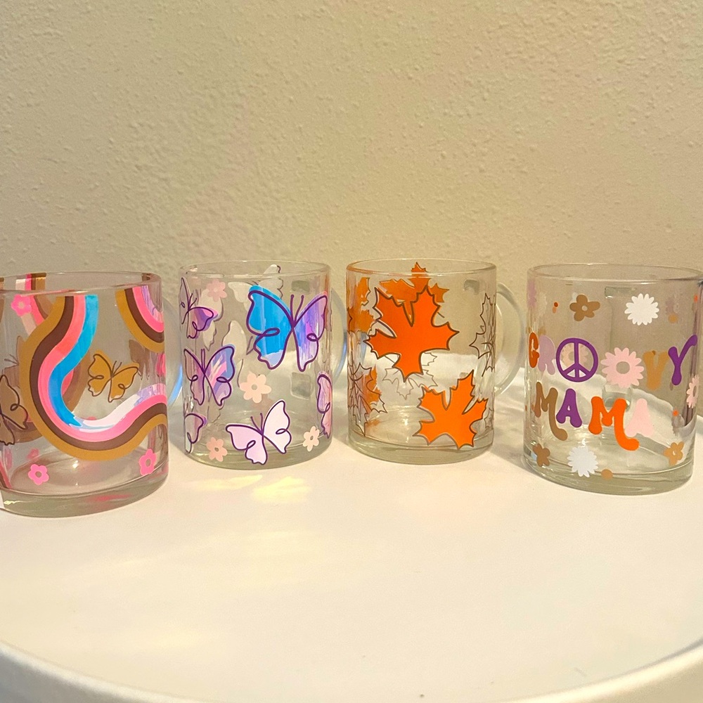 Glass coffe cups tea cups/ mug with handle